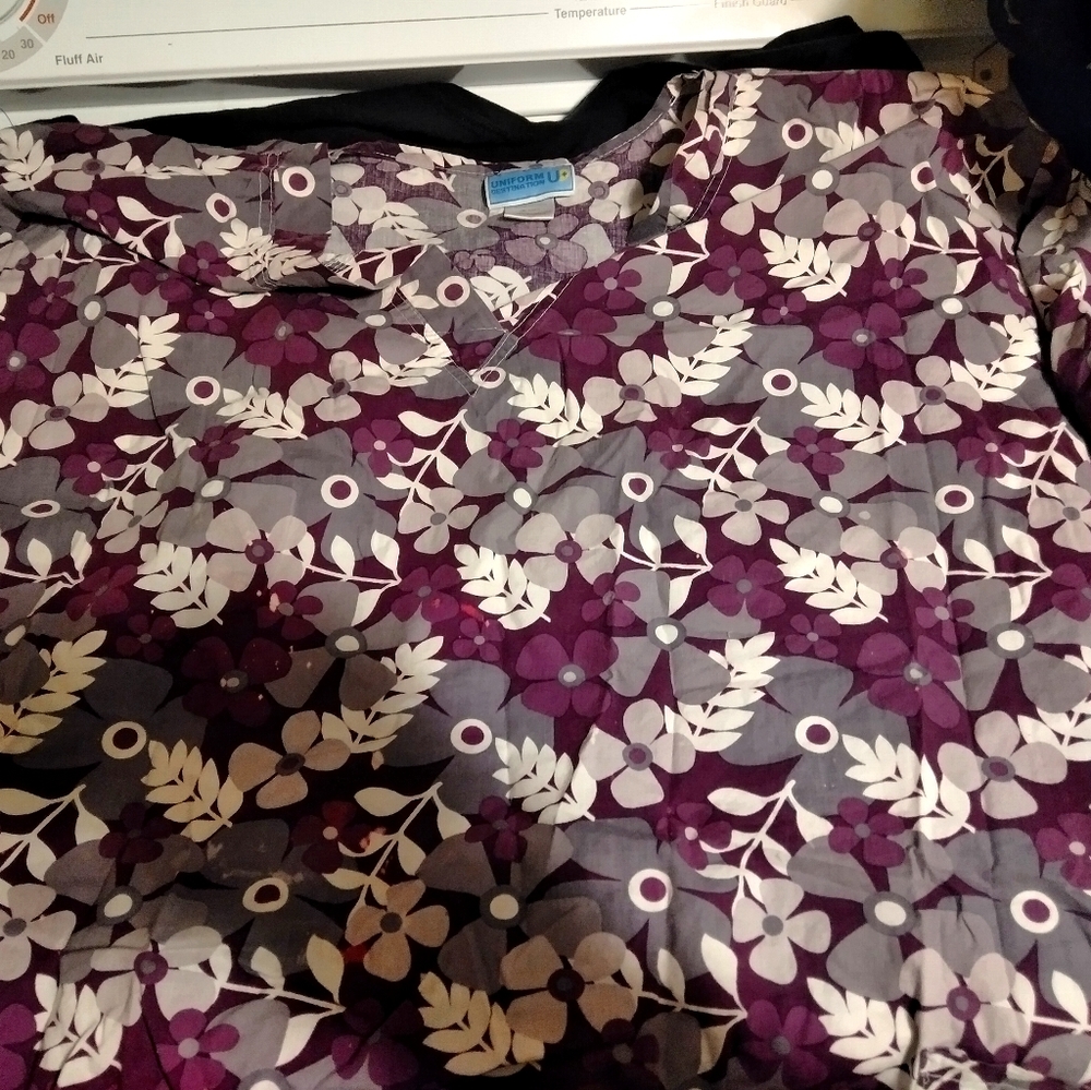 Patterned Scrub Top